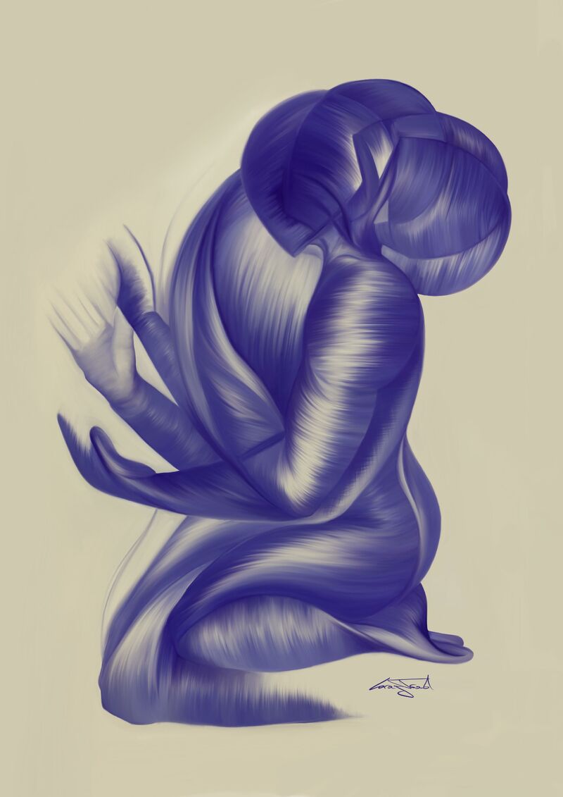 Echoes in Indigo (Indigo) - a Digital Art by Lara J. Trad